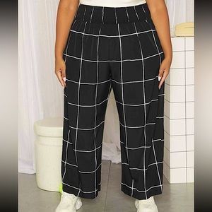 Plus Size SHEIN FIT+ Plus Plaid Print Wide Leg Pants